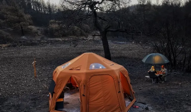 İzmir'de yanan ormanda kamp ile farkındalık
